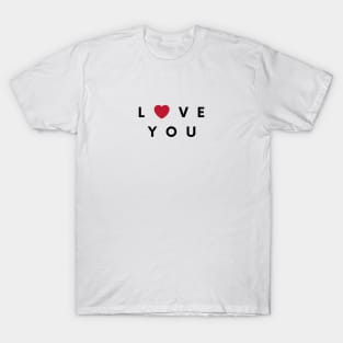 LOVE YOU Minimalist Red Heart & Black Typography T-Shirt